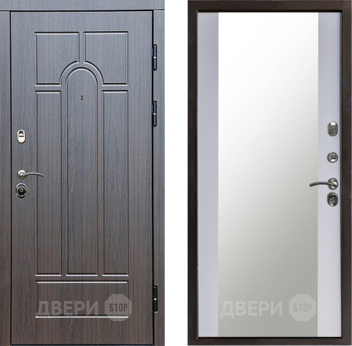 Входная металлическая Дверь Престиж Арка Зеркало Белый софт в Жуковский