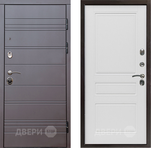 Входная металлическая Дверь Престиж Линия Браун Классика Лиственница белая в Жуковский