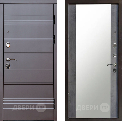 Входная металлическая Дверь Престиж Линия Браун Зеркало Бетон темный в Жуковский