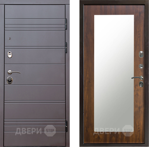 Входная металлическая Дверь Престиж Линия Браун Зеркло Пастораль Дуб в Жуковский