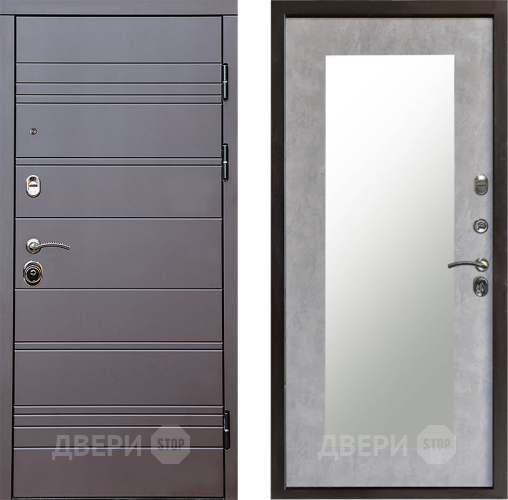 Входная металлическая Дверь Престиж Линия Браун Зеркло Пастораль Бетон светлый в Жуковский