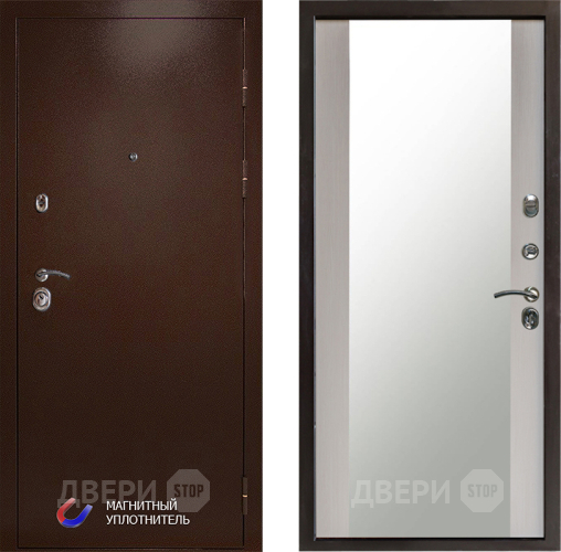 Входная металлическая Дверь Престиж Медь Зеркало Лиственница белая в Жуковский