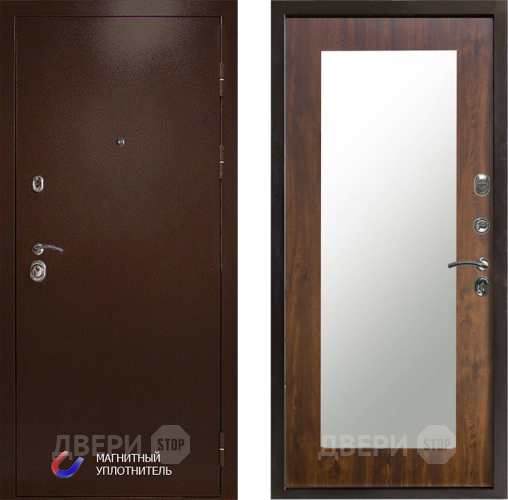 Входная металлическая Дверь Престиж Медь Зеркло Пастораль Дуб в Жуковский