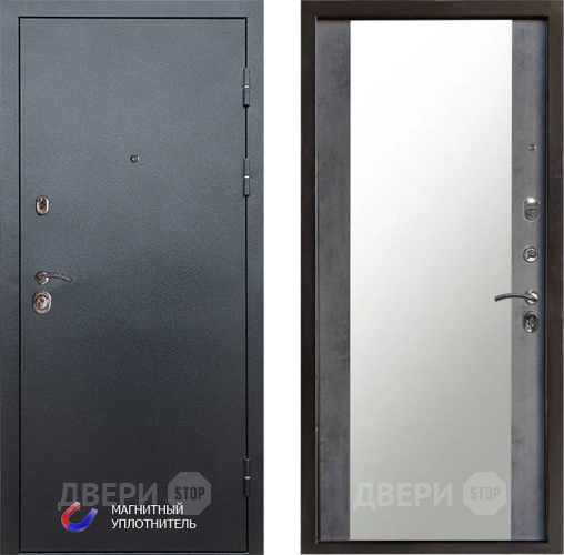 Входная металлическая Дверь Престиж Графит Зеркало Бетон темный в Жуковский