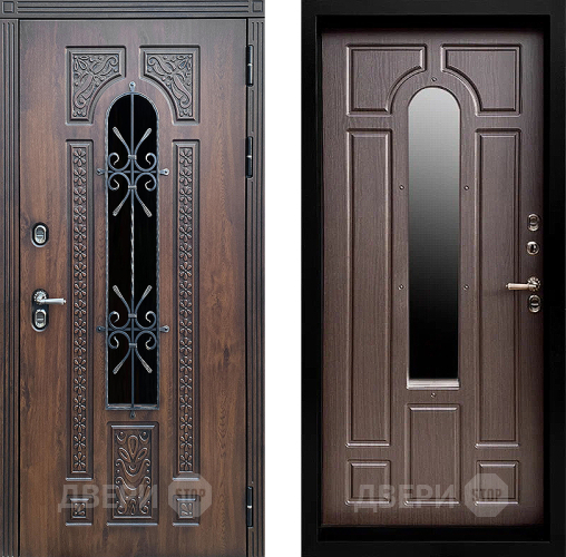 Входная металлическая Дверь Престиж TERMO с терморазрывом Лацио Дуб с окном и ковкой Венге в Жуковский