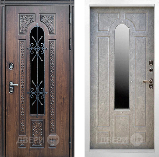 Дверь Престиж TERMO с терморазрывом Лацио Дуб White с окном и ковкой Бетон светлый в Жуковский