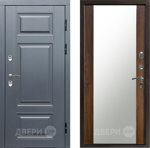 Входная металлическая Дверь Престиж TERMO с терморазрывом Премиум Грэй Зеркало Дуб в Жуковский