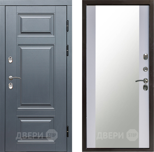 Входная металлическая Дверь Престиж TERMO с терморазрывом Премиум Грэй Зеркало Белый софт в Жуковский