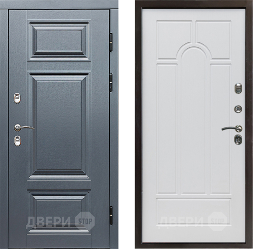 Входная металлическая Дверь Престиж TERMO с терморазрывом Премиум Грэй Арка Белое дерево в Жуковский
