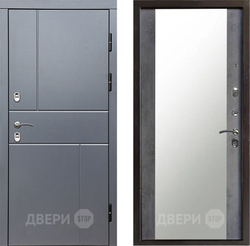 Входная металлическая Дверь Престиж TERMO с терморазрывом Горизонт Грэй Зеркало Бетон темный в Жуковский