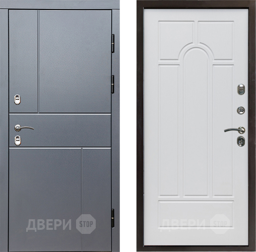 Входная металлическая Дверь Престиж TERMO с терморазрывом Горизонт Грэй Арка Белое дерево в Жуковский