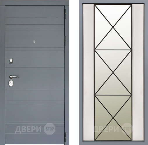 Дверь Заводские двери Лира Софт графит Зеркало Перфекто Структурное дерево в Жуковский