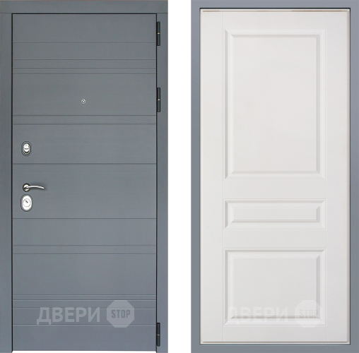 Дверь Заводские двери Лира Софт графит Стокгольм Белый софт в Жуковский