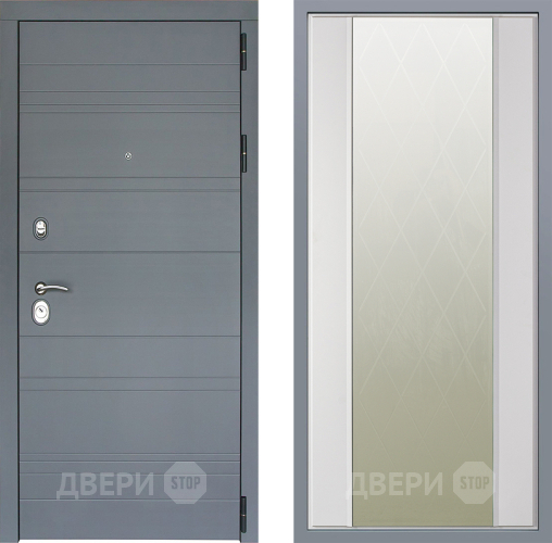 Дверь Заводские двери Лира Софт графит Зеркало Ампир Белый софт в Жуковский