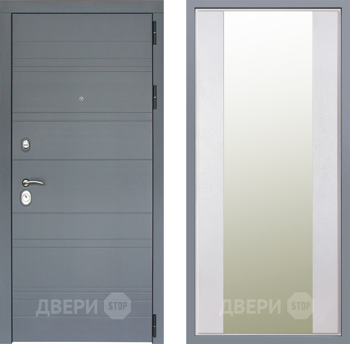 Дверь Заводские двери Лира Софт графит Зеркало Макси Белый шелк в Жуковский
