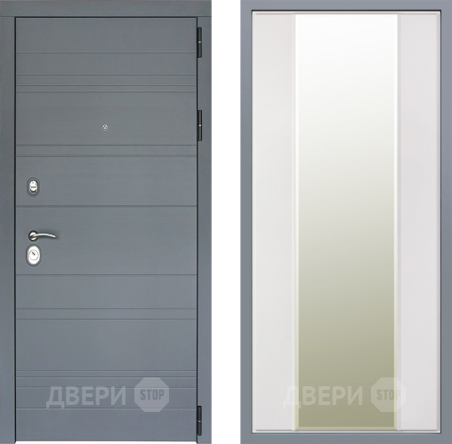 Дверь Заводские двери Лира Софт графит Зеркало Макси Белый матовый в Жуковский
