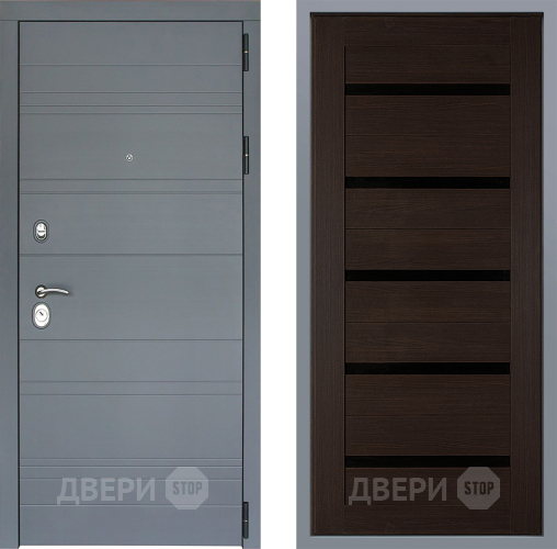 Дверь Заводские двери Лира Софт графит СБ-1 орех тисненый в Жуковский