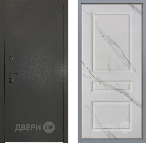 Дверь Заводские двери Эталон 3к антик серебро Стокгольм Мрамор белый в Жуковский