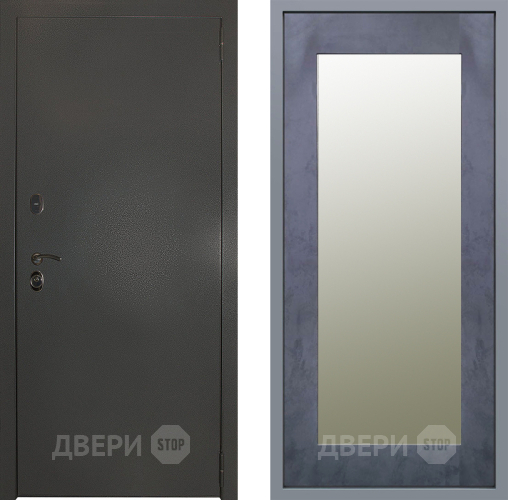 Дверь Заводские двери Эталон 3к антик серебро Зеркало Модерн Бетон темный в Жуковский