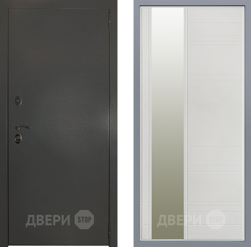 Дверь Заводские двери Эталон 3к антик серебро Зеркало Лира Белый софт в Жуковский