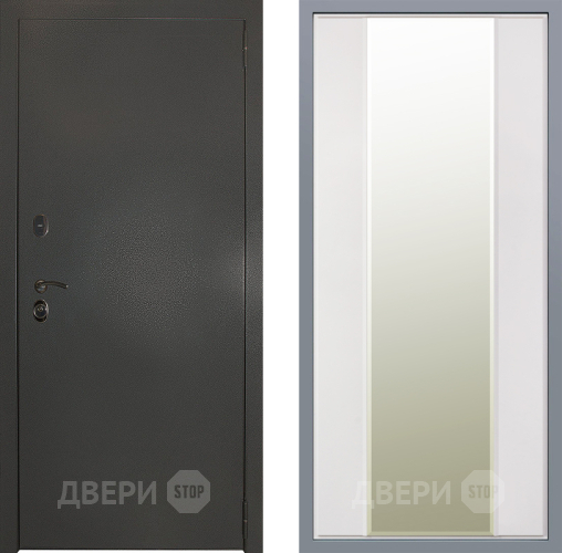 Дверь Заводские двери Эталон 3к антик серебро Зеркало Макси Белый матовый в Жуковский