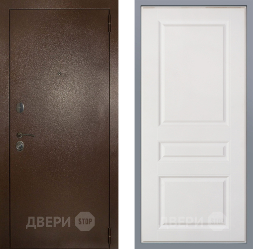 Дверь Заводские двери Эталон 3к антик медь Стокгольм Белый софт в Жуковский