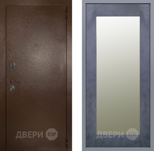 Дверь Заводские двери Эталон 3к антик медь Зеркало Модерн Бетон темный в Жуковский