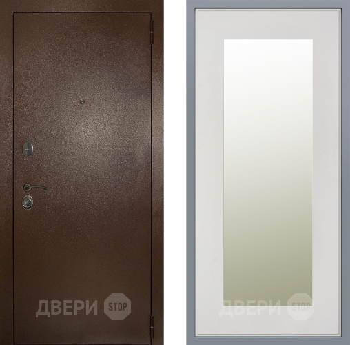 Дверь Заводские двери Эталон 3к антик медь Зеркало Модерн Белый софт в Жуковский