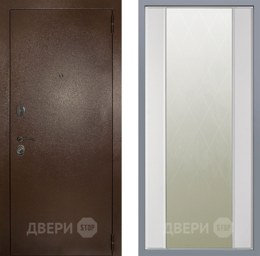 Дверь Заводские двери Эталон 3к антик медь Зеркало Ампир Белый софт в Жуковский