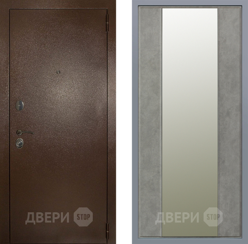 Дверь Заводские двери Эталон 3к антик медь Зеркало Макси Бетон темный в Жуковский