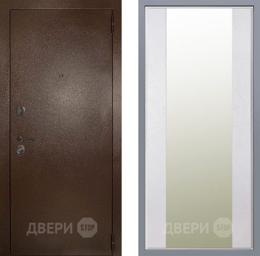 Дверь Заводские двери Эталон 3к антик медь Зеркало Макси Белый шелк в Жуковский