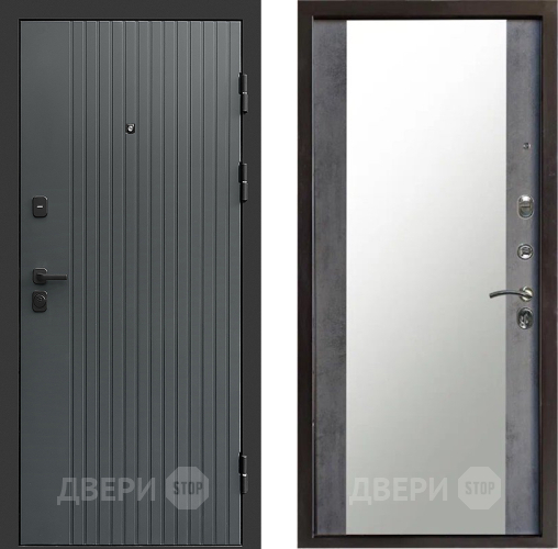 Входная металлическая Дверь Престиж Tvist Grey Зеркало Бетон темный в Жуковский