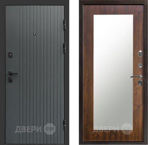 Входная металлическая Дверь Престиж Tvist Grey Зеркло Пастораль Дуб в Жуковский