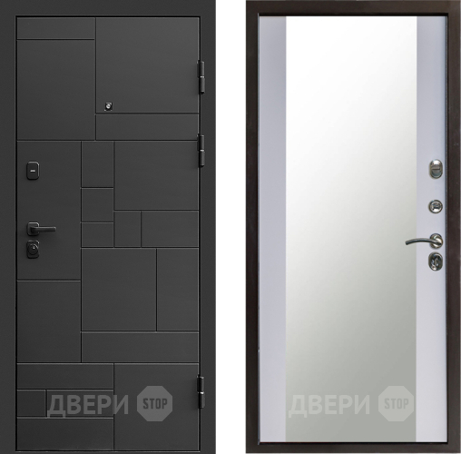 Входная металлическая Дверь Престиж Kvadro Зеркало Белый софт в Жуковский