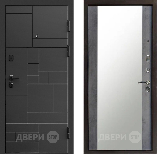 Входная металлическая Дверь Престиж Kvadro Зеркало Бетон темный в Жуковский
