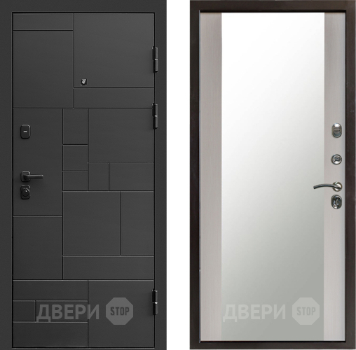 Входная металлическая Дверь Престиж Kvadro Зеркало Лиственница белая в Жуковский