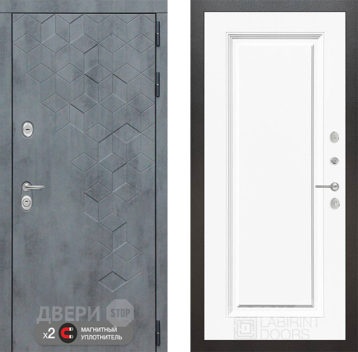 Входная металлическая Дверь Лабиринт (LABIRINT) Бетон 27 Белый (RAL-9003) в Жуковский