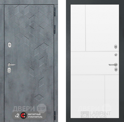 Входная металлическая Дверь Лабиринт (LABIRINT) Бетон 21 Белый софт в Жуковский