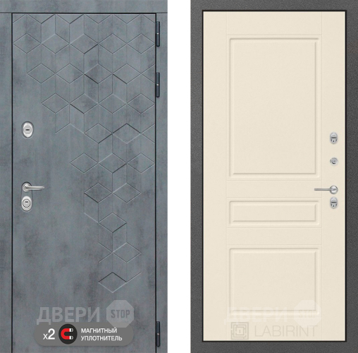 Входная металлическая Дверь Лабиринт (LABIRINT) Бетон 03 Крем софт в Жуковский