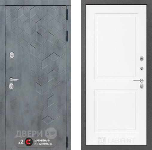 Входная металлическая Дверь Лабиринт (LABIRINT) Бетон 11 Белый софт в Жуковский