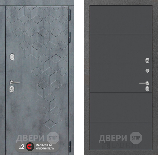 Входная металлическая Дверь Лабиринт (LABIRINT) Бетон 13 Графит софт в Жуковский