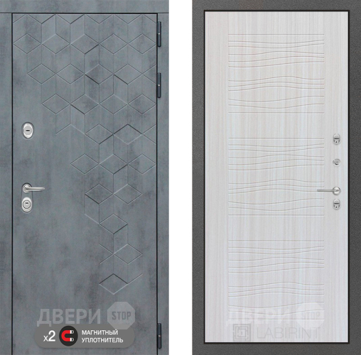 Входная металлическая Дверь Лабиринт (LABIRINT) Бетон 06 Сандал белый в Жуковский