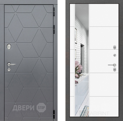 Дверь Лабиринт (LABIRINT) Cosmo Зеркало 19 Белый софт в Жуковский