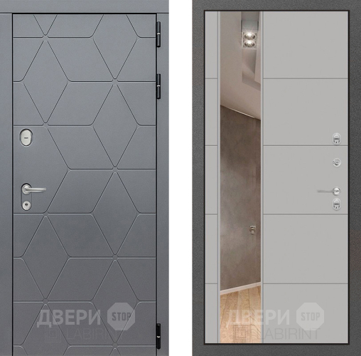Входная металлическая Дверь Лабиринт (LABIRINT) Cosmo Зеркало 19 Грей софт в Жуковский