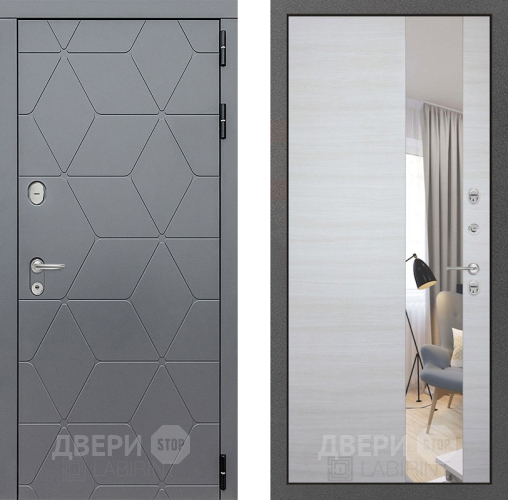 Входная металлическая Дверь Лабиринт (LABIRINT) Cosmo Зеркало Акация светлая в Жуковский