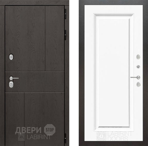 Входная металлическая Дверь Лабиринт (LABIRINT) Urban 27 Белый (RAL-9003) в Жуковский