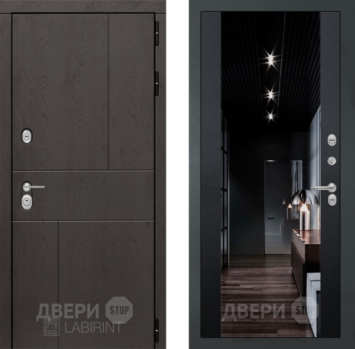 Входная металлическая Дверь Лабиринт (LABIRINT) Urban Зеркало Максимум с тонировкой Черный кварц в Жуковский
