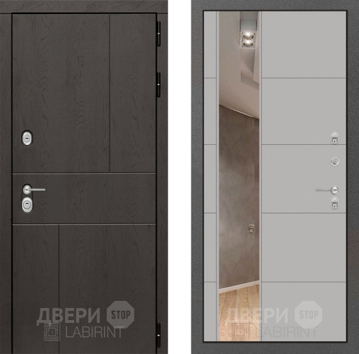 Входная металлическая Дверь Лабиринт (LABIRINT) Urban Зеркало 19 Грей софт в Жуковский
