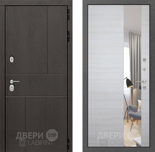 Входная металлическая Дверь Лабиринт (LABIRINT) Urban Зеркало Акация светлая в Жуковский