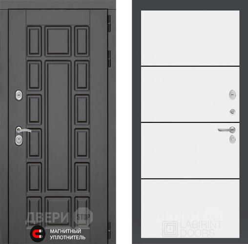 Входная металлическая Дверь Лабиринт (LABIRINT) New York 25 Белый софт в Жуковский
